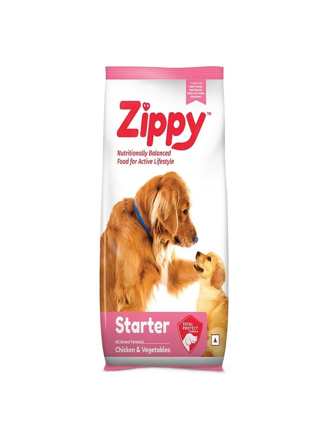 Zippy Starter Dry Dog Food - 1.2 Kg for Pregnant Mother & Weaning Puppy, Real Chicken & Vegetables, Nutritionally Balanced Dog Food for All Breeds, with Vitamins, Minerals, Probiotics & Salmon Oil - Image 1